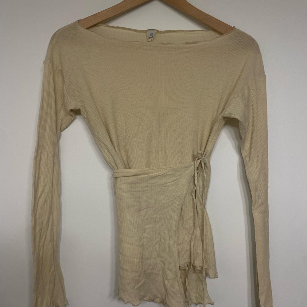 Chic Baserange Cream Wrap Blouse